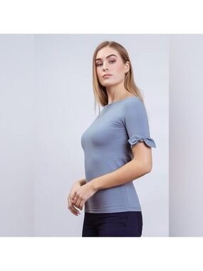 NWT Purest Form Dahlia Boat Neck Tee with Sleeve Ties M